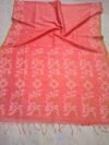 Exclusive Silk Linen Jamdani Sari with Blouse Piece - Pastel Red