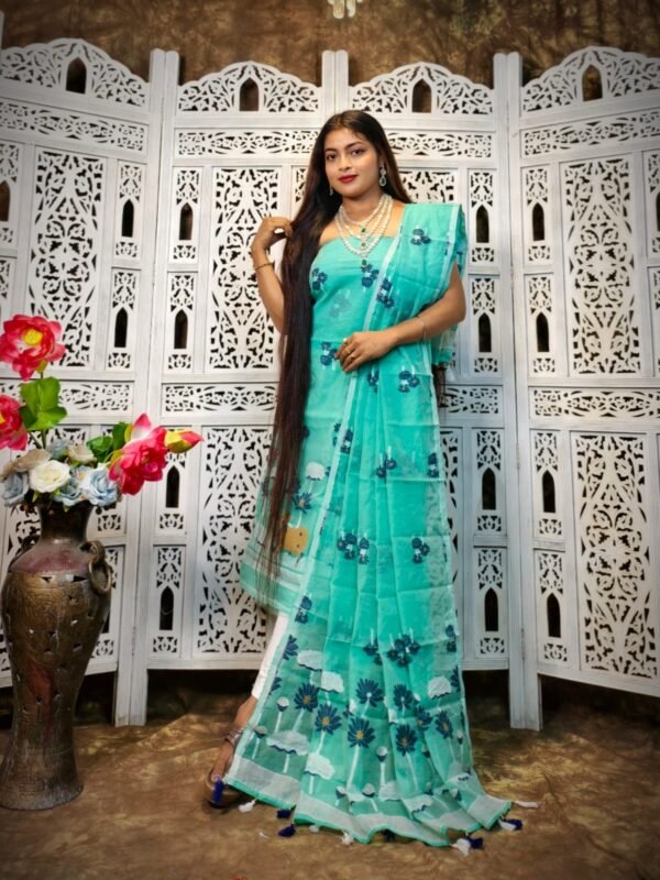2 Piece Unstitched Soft Jamdani Churidar Set - Persian Green