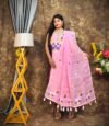 Jamdani 2 Piece Soft Unstitched Churidar Set - Pink Rose