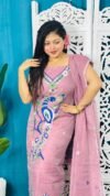 Unstitched Soft 2 Piece Jamdani Churidar - Pink Rose
