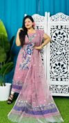 Unstitched Soft 2 Piece Jamdani Churidar - Pink Rose
