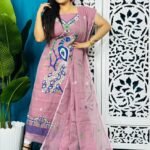Unstitched Soft 2 Piece Jamdani Churidar - Pink Rose