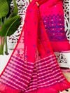 Jamdani 2 Piece Soft Unstitched Churidar Set - Pinkish Red