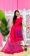 Jamdani 2 Piece Soft Unstitched Churidar Set - Pinkish Red