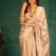 Plain Tissue Sari With Chumki Work - Light Taupe