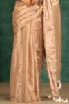 Plain Tissue Sari With Chumki Work - Light Taupe - Image 2