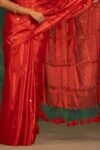 Plain Tissue Sari With Chumki Work - Red