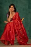 Plain Tissue Sari With Chumki Work - Red