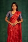 Plain Tissue Sari With Chumki Work - Red