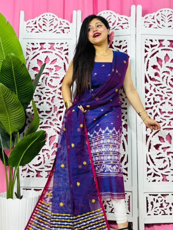 Jamdani 2 Piece Soft Unstitched Churidar Set - Purple Haze