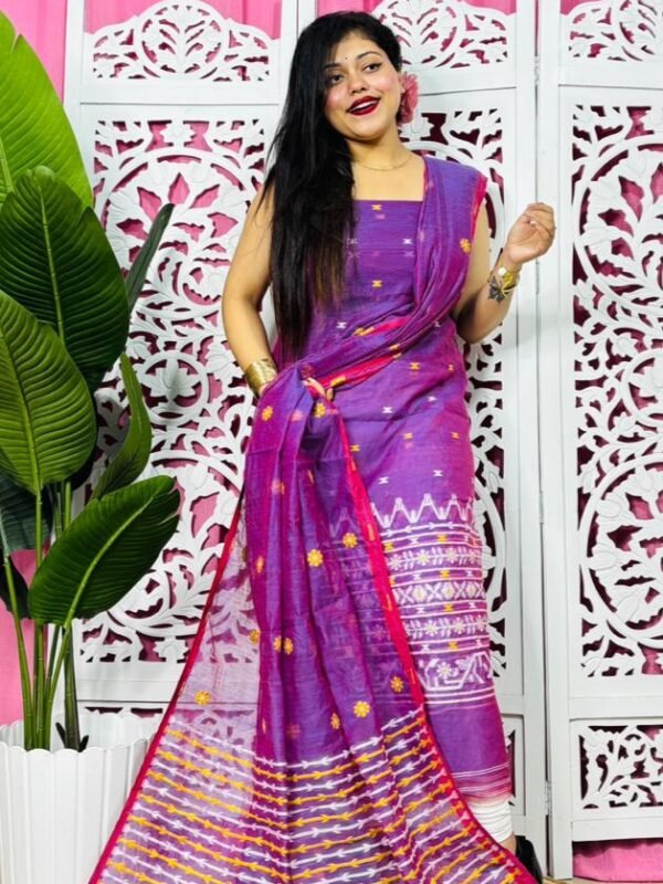Jamdani 2 Piece Soft Unstitched Churidar Set - Purple Jam