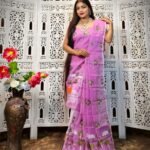 2 Piece Unstitched Soft Jamdani Churidar Set - Purplish Pink