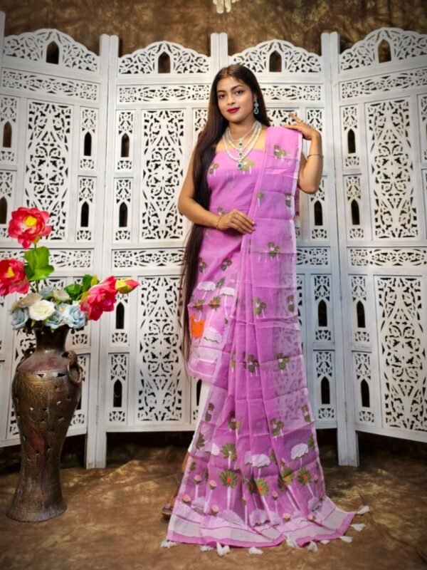 2 Piece Unstitched Soft Jamdani Churidar Set - Purplish Pink