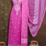 Jamdani 2 Piece Soft Unstitched Churidar Set - Purplish Pink