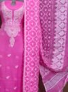 Jamdani 2 Piece Soft Unstitched Churidar Set - Purplish Pink