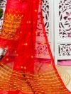 Jamdani 2 Piece Soft Unstitched Churidar Set - Red
