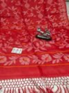 Dhakai Jamdani Pure Gachi Tussar By Gachi Tussar Handloom Sari with Blouse Piece - Red