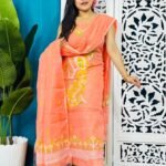 Unstitched Soft 2 Piece Jamdani Churidar - Salmon