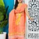 Unstitched Soft 2 Piece Jamdani Churidar - Salmon