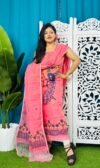 Unstitched Soft 2 Piece Jamdani Churidar - Salmon Pink