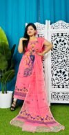 Unstitched Soft 2 Piece Jamdani Churidar - Salmon Pink