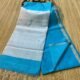 Plain Maheshwari Handloom Jamdani Saree with Blouse Piece - Sky Blue