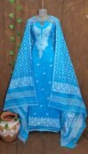 Jamdani 2 Piece Soft Unstitched Churidar Set - Sky Blue