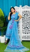 Unstitched Soft 2 Piece Jamdani Churidar - Sky Blue