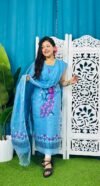 Unstitched Soft 2 Piece Jamdani Churidar - Sky Blue