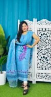 Unstitched Soft 2 Piece Jamdani Churidar - Sky Blue