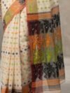 Ashtami Buti Dhakai Jamdani Sari with Blouse Piece - Vanilla