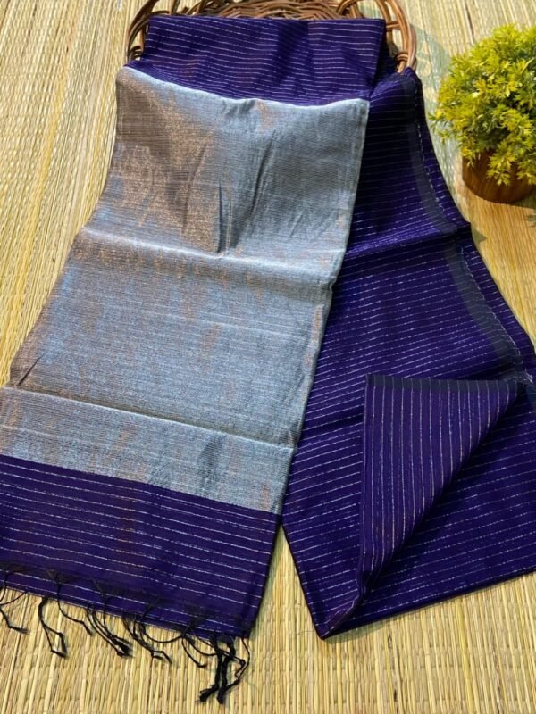 Plain Maheshwari Handloom Jamdani Saree with Blouse Piece - Violent Violet