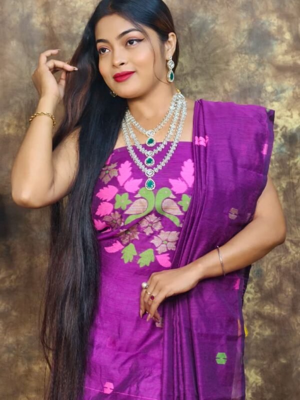 Jamdani 2 Piece Soft Unstitched Churidar Set - Warm Purple