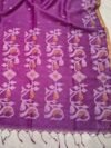 Exclusive Silk Linen Jamdani Sari with Blouse Piece - Warm Purple