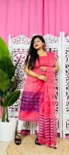 Jamdani 2 Piece Soft Unstitched Churidar Set - Watermelon