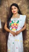 Jamdani 2 Piece Soft Unstitched Churidar Set - White