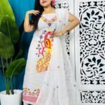 Unstitched Soft 2 Piece Jamdani Churidar - White