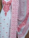 Jamdani 2 Piece Soft Unstitched Churidar Set - White