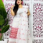 Jamdani 2 Piece Soft Unstitched Churidar Set - White