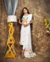 Jamdani 2 Piece Soft Unstitched Churidar Set - White