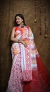Hazar Buti Dhakai Jamdani Saree with Blouse Piece - White