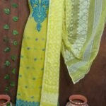 Jamdani 2 Piece Soft Unstitched Churidar Set - Yellow