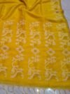 Exclusive Silk Linen Jamdani Sari with Blouse Piece - Yellow