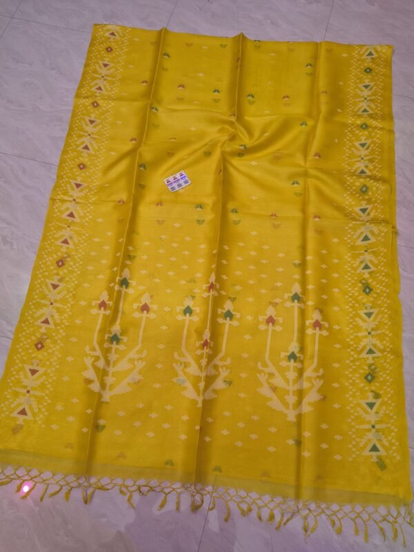 Pure Tussar By Tussar Handloom Sari With Blouse Piece - Yellow