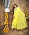 Jamdani 2 Piece Soft Unstitched Churidar Set - Yellow
