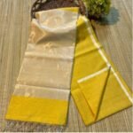 Plain Maheshwari Handloom Saree with Blouse Piece - Yellow