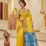 Sunflower Dhakai Jamdani Sari with Blouse Piece - Yellow
