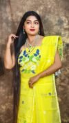 Jamdani 2 Piece Soft Unstitched Churidar Set - Yellow
