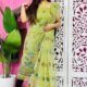 Unstitched 2 Piece Jamdani Churidar Set - Avocado Green