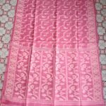 Pure Gachi Tussar Handloom Jamdani Sari With Blouse Piece - Bashful Pink